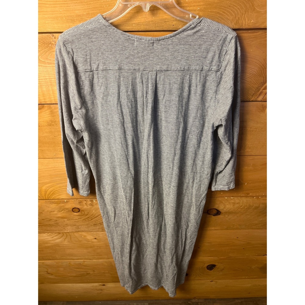 CP Shades XS‎ Striped Tunic Mini Dress Gray White Long Sleeve Casual Cotton Wool - Picture 7 of 7